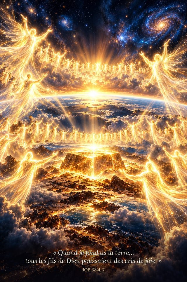 Les fils de Dieu, êtres de lumière, entourent la terre en formation
